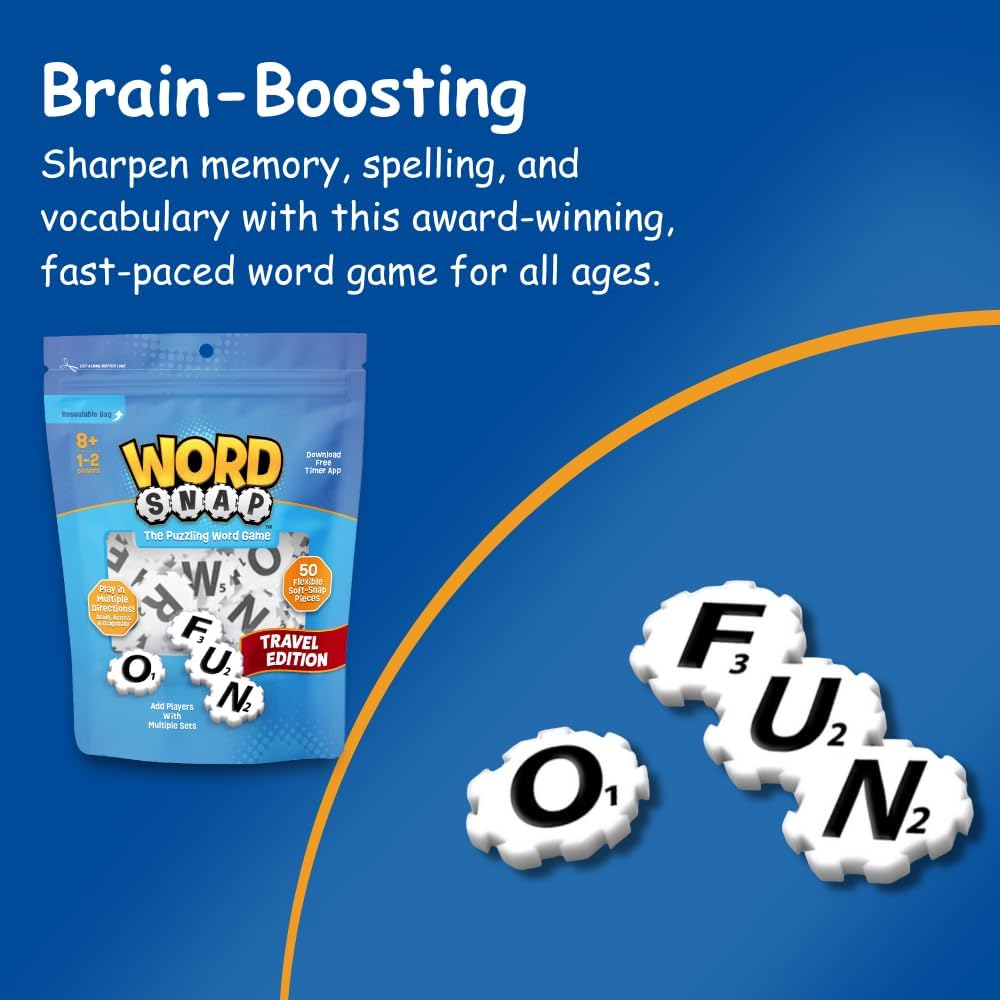 Word Strategy Game with Travel Bag, Word Puzzle for Adults, Family, and Kids, Fun Game for Ages 8+, 1-4 Players