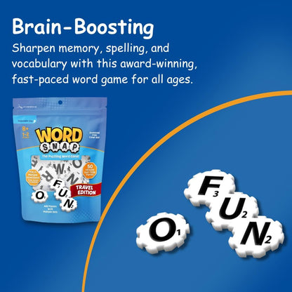 Word Strategy Game with Travel Bag, Word Puzzle for Adults, Family, and Kids, Fun Game for Ages 8+, 1-4 Players