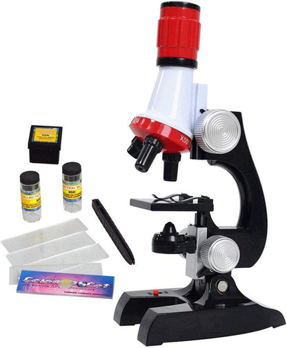 Little World Science Kits for Kids Beginner Microscope Kit with LED 100X 400X and 1200X Black Magnification Kids Educational Toy Birthday Halloween