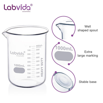 12pcs 50ml Upgrated Thick Glass Beakers, Shot Glass Beaker set, 3.3 Boro Griffin Low Form, Double Scale, LVA003