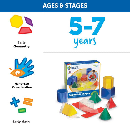Learning Resources Folding Geometric Shapes Set - Classroom Must Haves, Teacher Supplies, Geometry Game, Pattern Blocks, Homeschool, 3D School Figures for Teaching, Math Manipulatives Essentials, Ages 7+