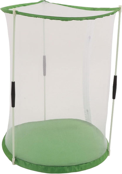 Transparent Mesh Cylindrical Habitat Cage Butterfly Observation Cage with Zipper Opening Carry Handle Easy Assembly for Small Plants Science Learning