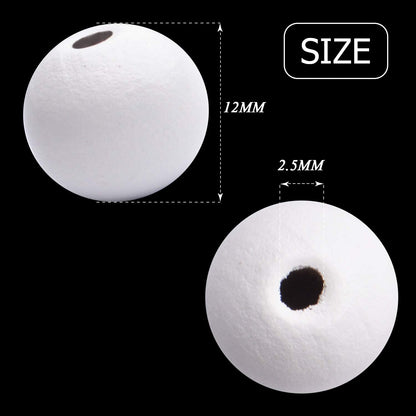Aylifu Round Wooden Beads, 50 pcs 25mm Natural Unfinished Wooden Spacers for DIY Crafts Jewelry Making, White, Hole: 5mm