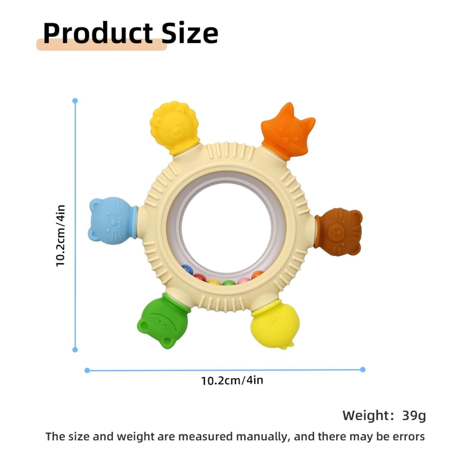 Baby Teething Toys Teething Rings Silicone Teethers for Babies 6-12 Months Baby Rattles & Plush Rings Sensory Toys for Soothing Sore Gums for Newborn Infant Essentials (Animals)