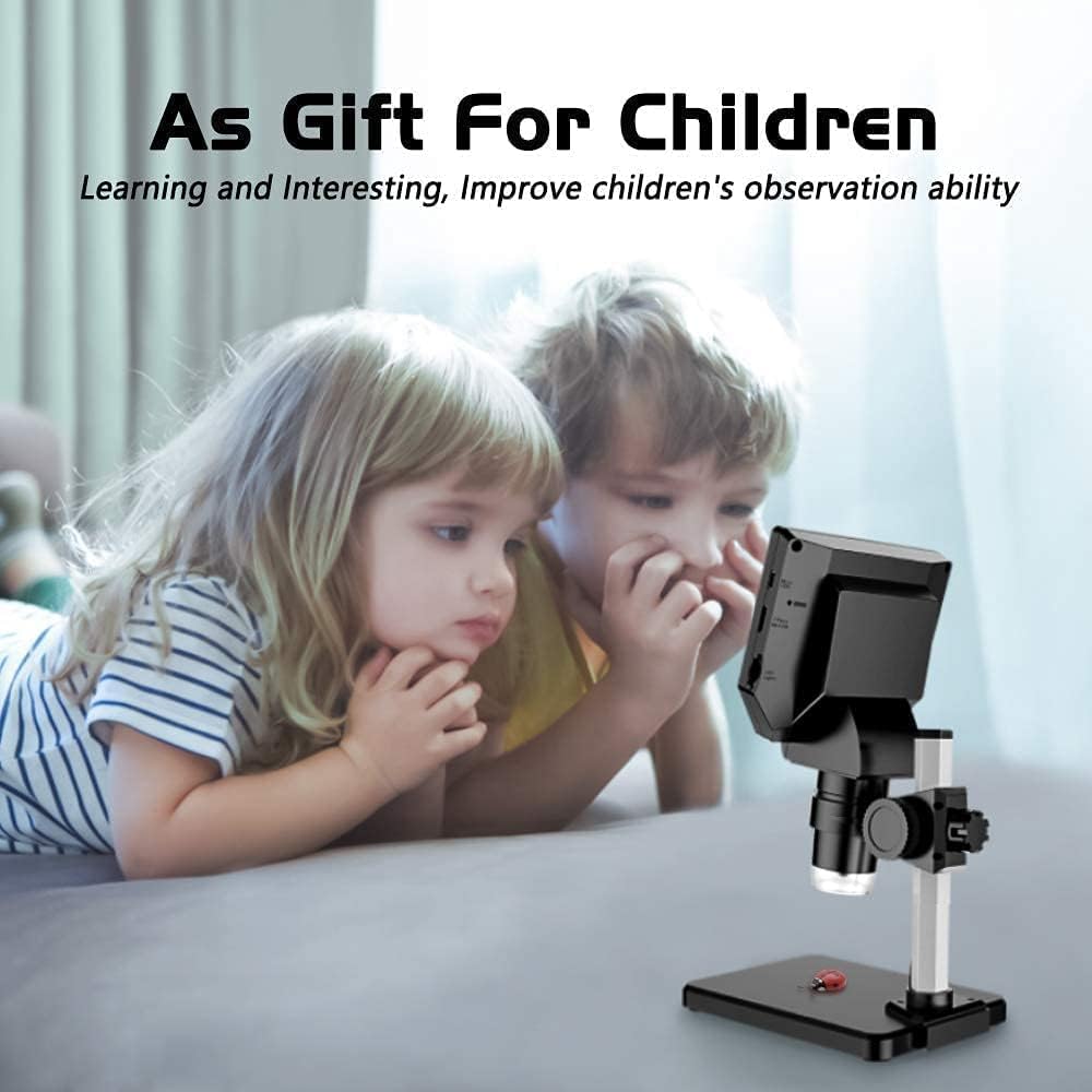 LCD Digital Microscope,4.3 Inch 1080P 10 Megapixels,10MP Camera Video Recorder with HD Screen,1-1000X Magnification Zoom Wireless USB Stereo Microscope Camera,