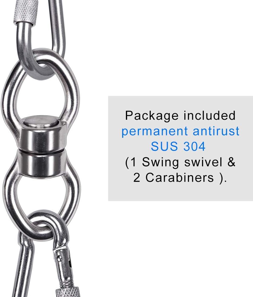 SELEWARE Silent Bearing Swing Swivel, 360° Rotational Device Hanging Accessory with Removeable Buckle for Tree Swing, Hammock Chair, Climbing Rope, Yoga, Kids Swing Swivel 1200LB Capacity, 2 Pack
