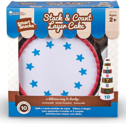 Learning Resources Stack and Count Layer Cake - 10 Pieces, Ages 18+ months Toddler Learning Toys, Early Stacking and Counting Skills for toddlers