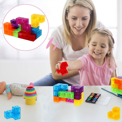 Magic 3D Puzzle Cubes, Set of 7 Multi Shapes Magnetic Blocks with 54 Guide Cards, Intelligence Developing and Stress Relief Fidget Toys