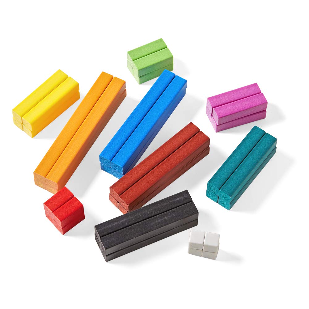 hand2mind Foam Cuisenaire Rods Introductory Set, Fraction Bars, Montessori Number Rods, Counting Blocks, Math Manipulatives, Math Teacher Supplies, Kindergarten Homeschool Supplies (Set of 74)