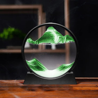Arthink Moving Sand Art Picture in Motion Round Glass 3D Deep Sea Landscape, Dynamic Sand Art Sandscapes, Sensory Relaxing Desktop