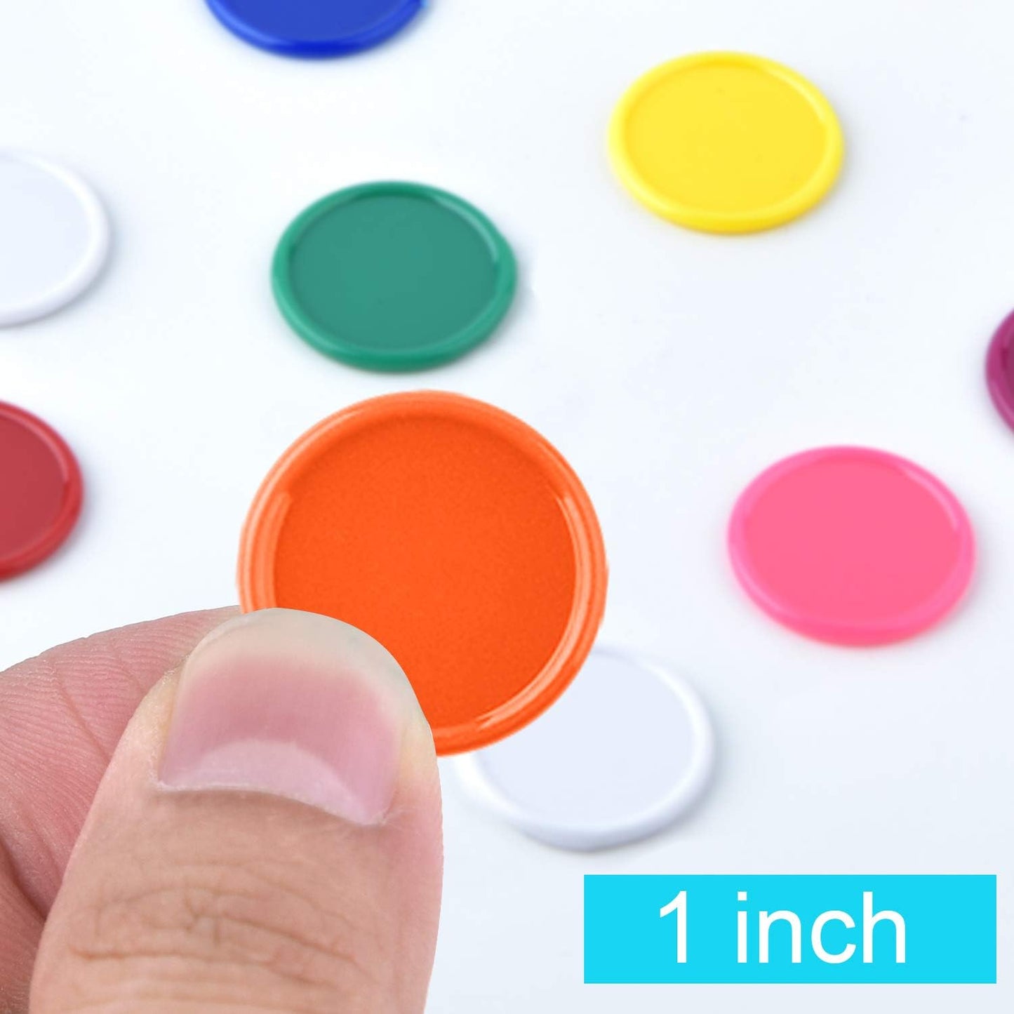 Coopay 300 Pieces Plastic Learning Counters Disks Bingo Chip Counting Discs Markers for Math Practice and Poker Chips Game Tokens,1 Inch (Blue Style 1)