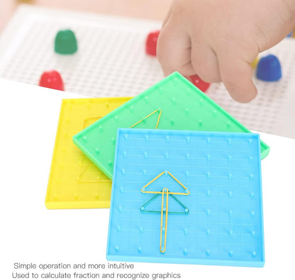 GLOGLOW Mathematical Manipulative Material Array Block Geo Board, Plastic Nail Board Toys for Kids with Rubber Bands, STEM Activity for Fine Motor Skills and Learning 5.3 X 5.3