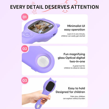 Microscope for Kids - Electronic Handheld Magnifying Glass for Children-STEM Outdoor Science Kit for Summer Travel & Camping Toy,Birthday Gifts Toys for 5-8 9-12 Year Old Girls（Purple）