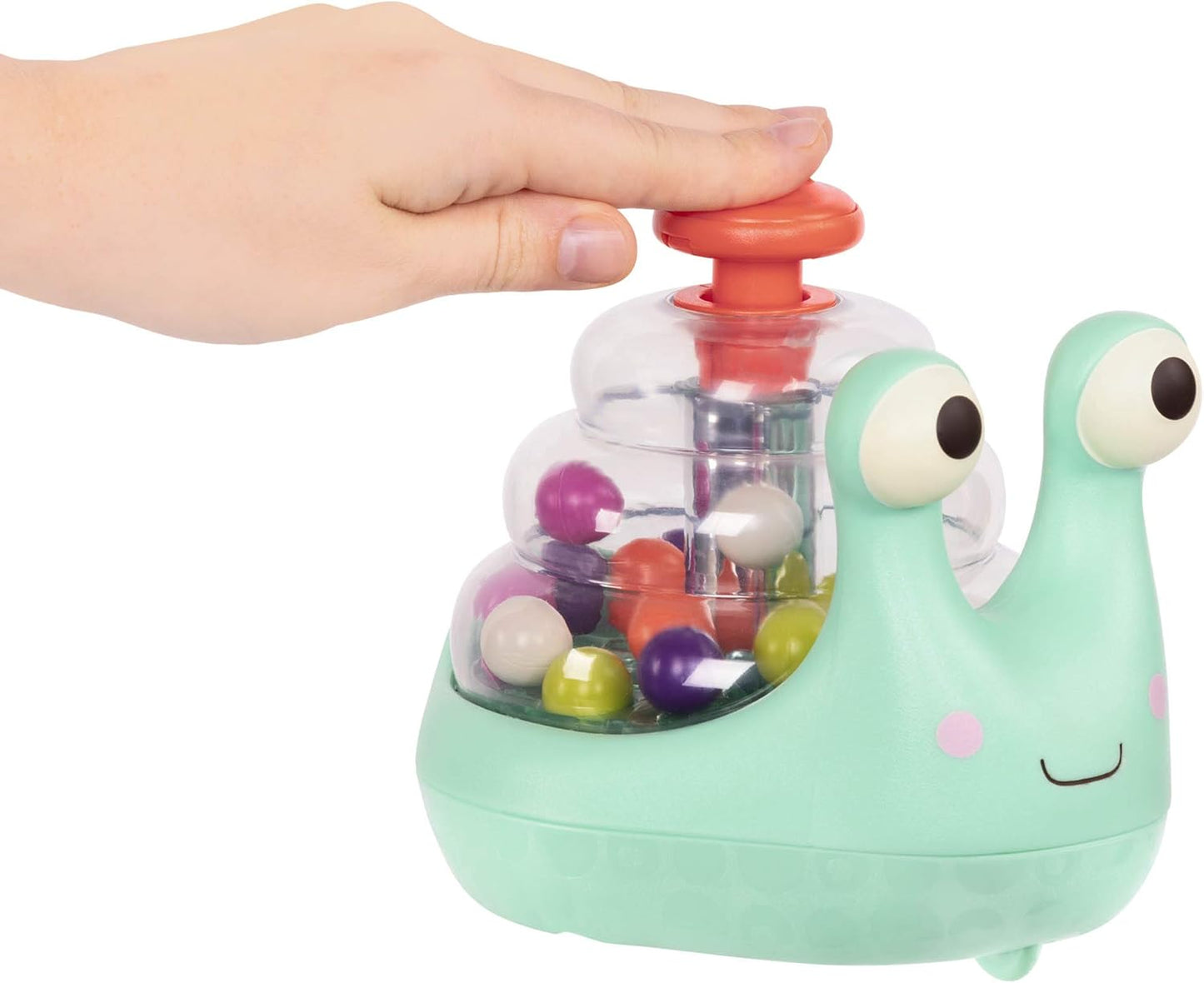 B. toys – Light Up Snail Ball PopperBaby Toy with Glowing Effects & Easy– Grip Handle – Interactive Educational Toy for Motor Skills Development – Colorful Baby Toys for 10+ Months