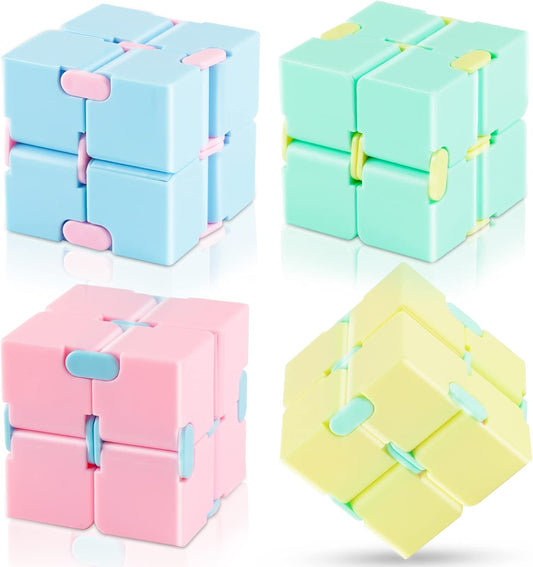 4 Packs Infinity Cube Toy Stress Relieving Game for Kids and Adults,Cute Mini Unique Gadget Anxiety Relief Kill Time Magic Puzzle Flip ADD, ADHD, Killing