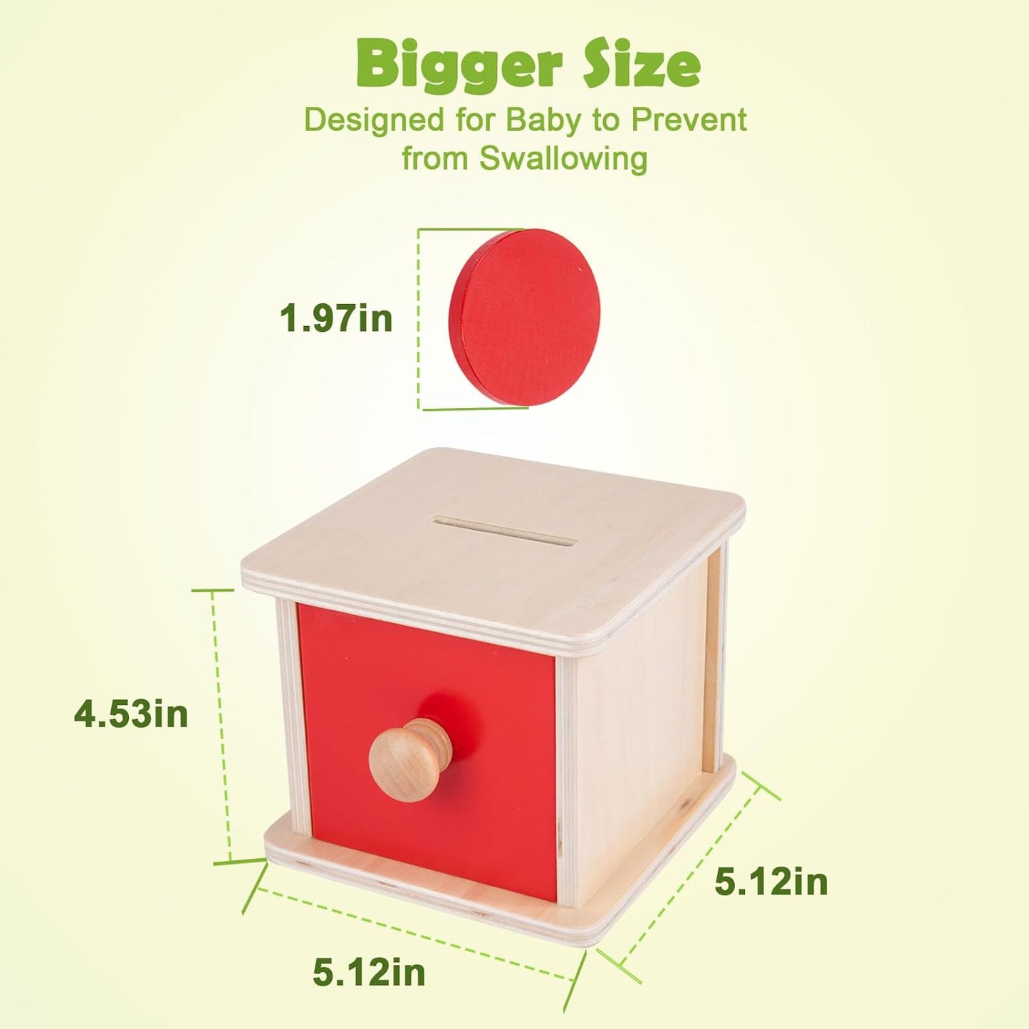 Adena Montessori Coin Box -Natural Wood Double-Sided Object Permanence Box Toy for 1-Year-Old Babies, Wooden Montessori Developmental Toy for 6-12 Month, Early Learning Gift
