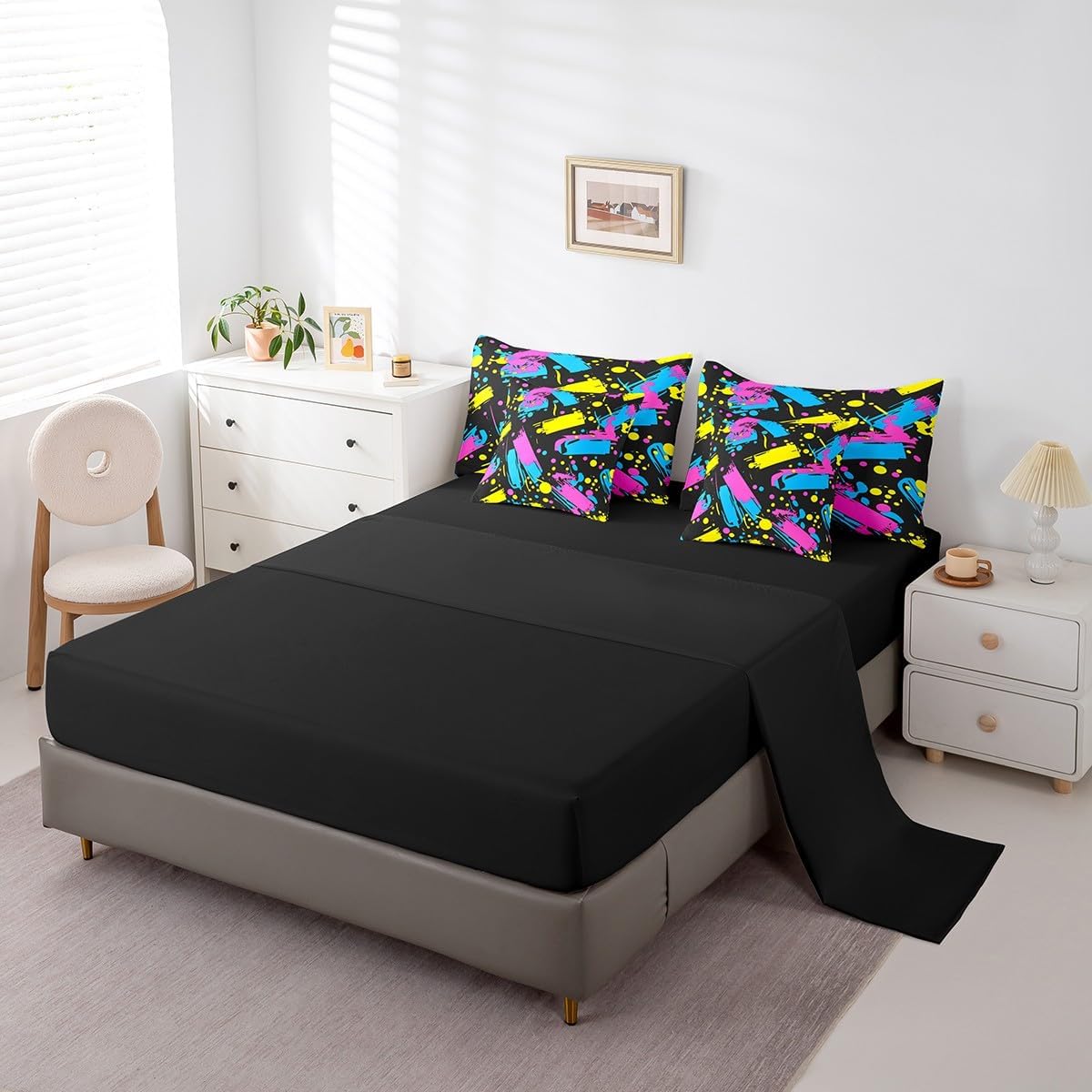 Erosebridal Chemical Equation Bed in a Bag Queen Comforter Set 7 Piece,Chemistry Bedding Sets Science Students Learning Gift Sheet Set with Comforter,Molecular Formula Education Bed Set - Colors B