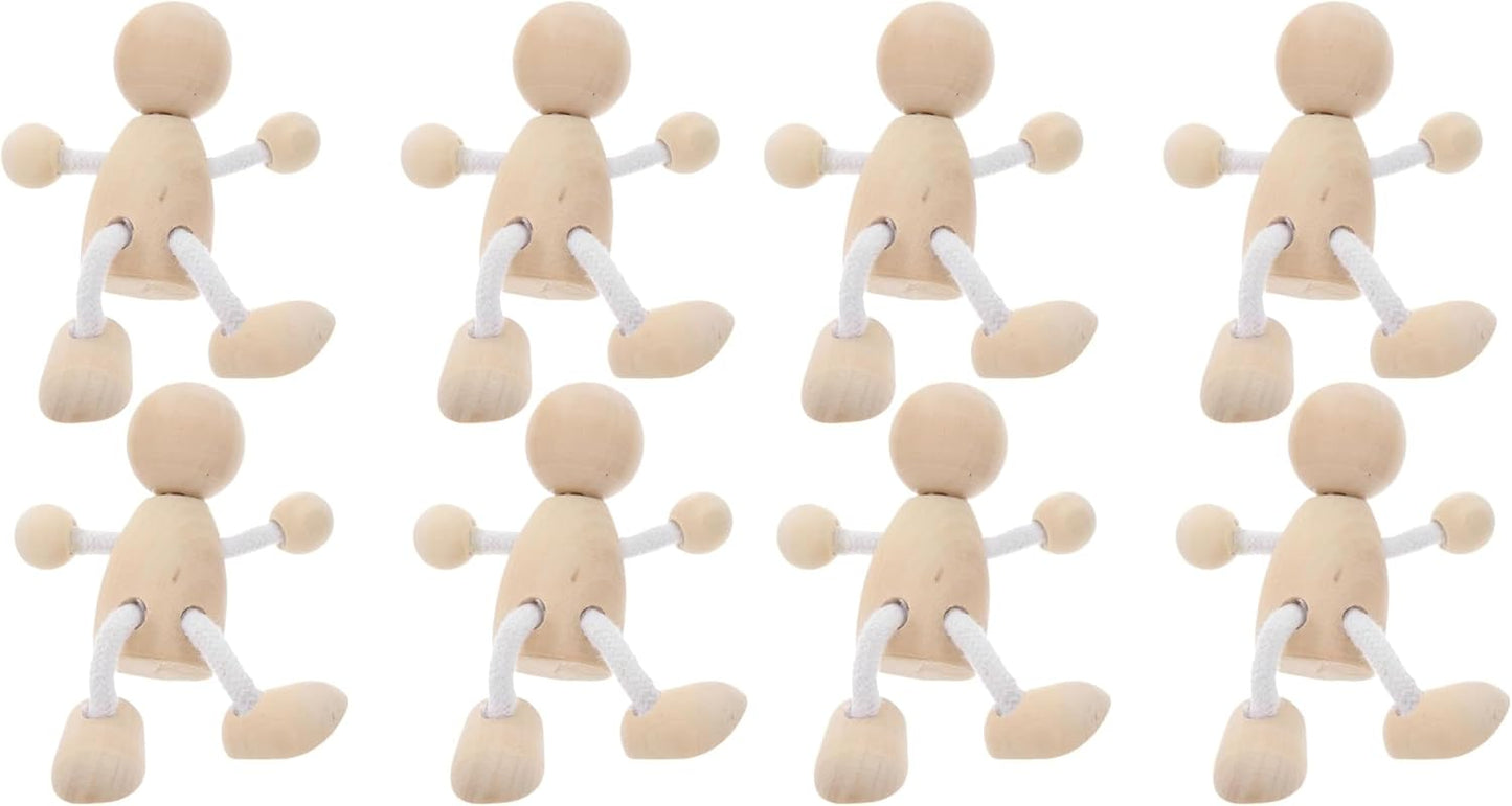 Tofficu 4pcs Unfinished Wooden Peg Dolls for Painting DIY Craft Peg People Figures for Teens Mini Natural Wood Figurines for Arts and Crafts Projects