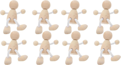 Tofficu 4pcs Unfinished Wooden Peg Dolls for Painting DIY Craft Peg People Figures for Teens Mini Natural Wood Figurines for Arts and Crafts Projects