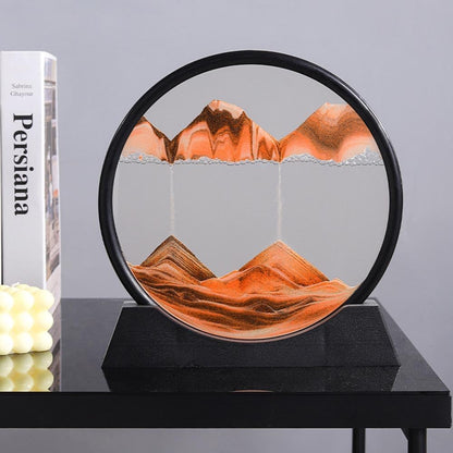 Arthink Moving Sand Art Picture in Motion Round Glass 3D Deep Sea Landscape, Dynamic Sand Art Sandscapes, Sensory Relaxing Desktop