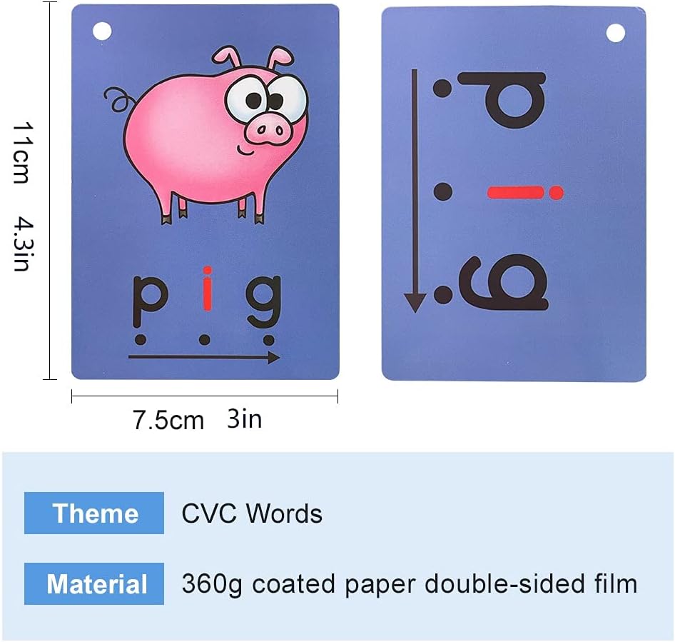 Lilias CVC Flashcards, CVC Word Builders, Toddler Learning Toys, Learning Supplies for Kindergarten Preschool, 126 Cards, 4.3 X 3 inch