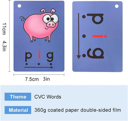 Lilias CVC Flashcards, CVC Word Builders, Toddler Learning Toys, Learning Supplies for Kindergarten Preschool, 126 Cards, 4.3 X 3 inch