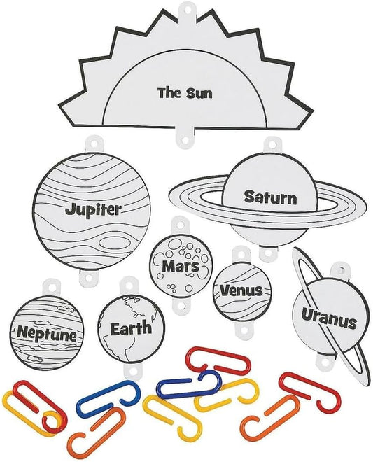 Fun Express Solar System Craft Kit - VBS 2026 Vacation Bible School Supplies/Decor- Educational and Learning Activities for Kids - 12 Pieces
