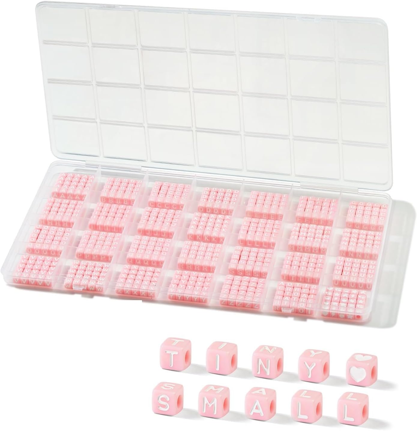 DoDoBeads 1270 Pcs Letter Beads Kit, White and Colorful Square Acrylic Alphabet Beads with Extra Vowels, Numbers & Spacers, Perfect for Friendship Bracelets