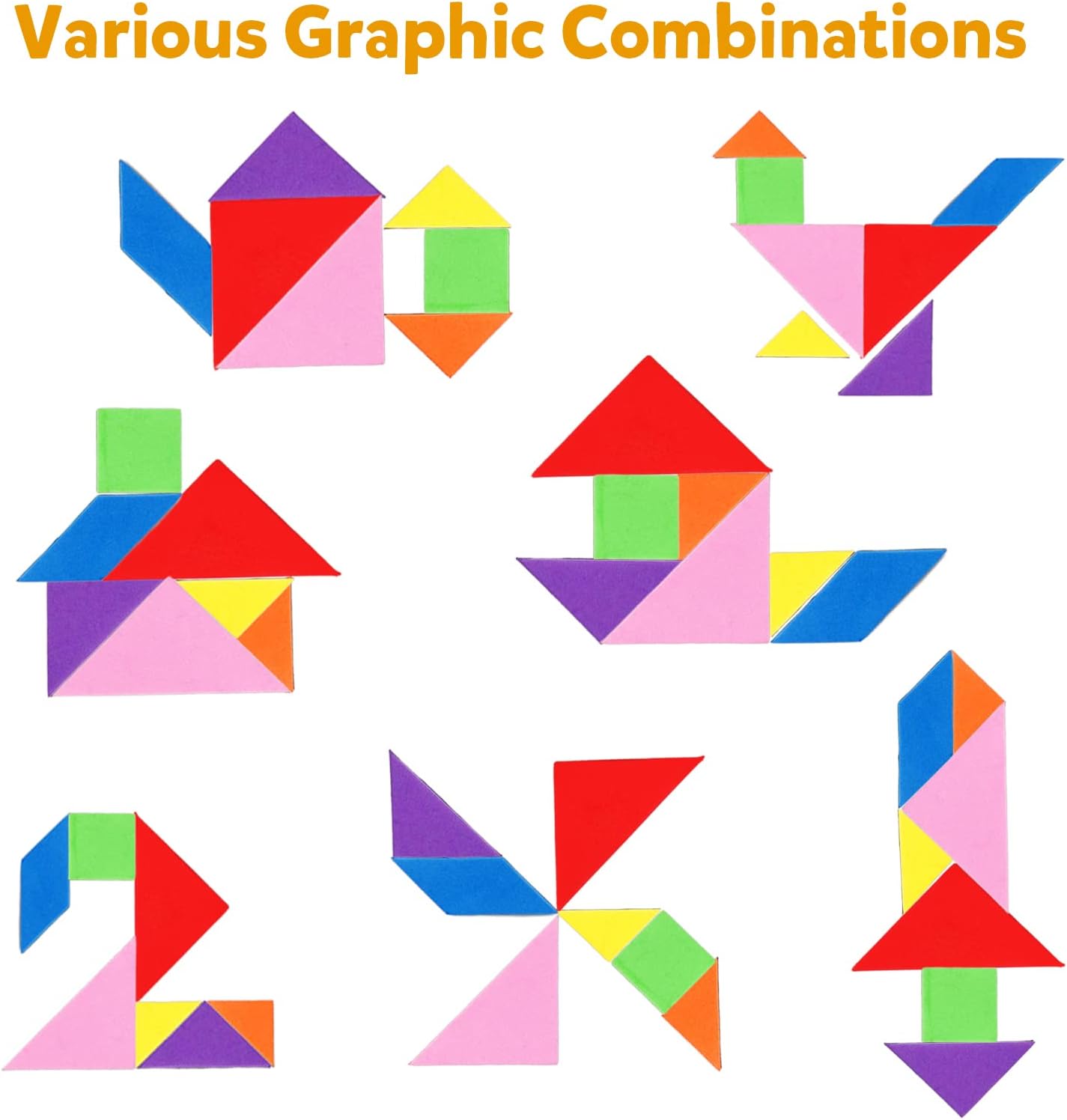 Travel Tangram Puzzle,Magnetic Puzzle Book Game Road Trip Game Jigsaw Shapes Dissection STEM Games with Solution IQ Educational Toy for Kid Adult Challenge Brain Teasers 240 Patterns(2Pcs Tangrams)