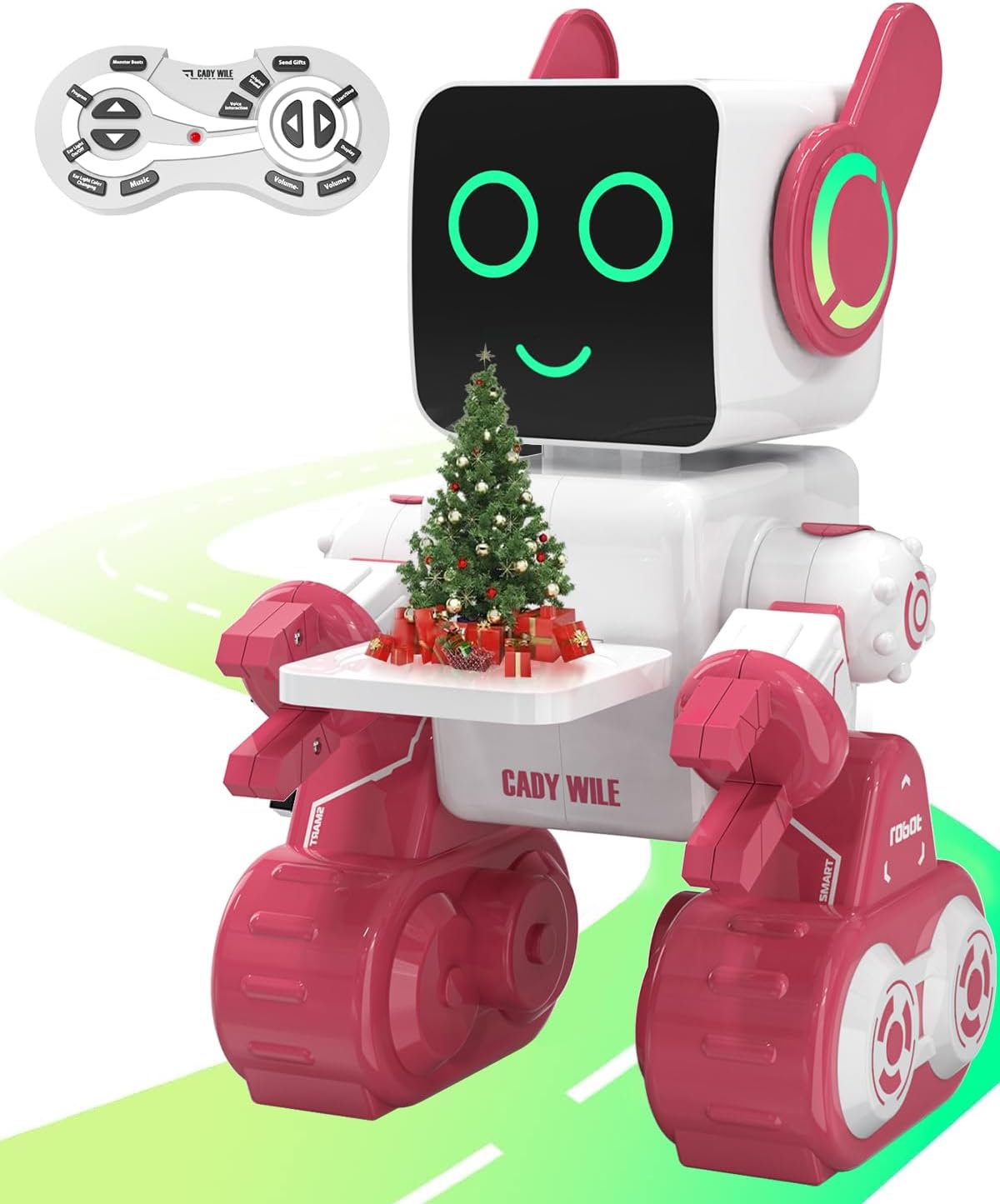 okk Robot Toys for Kids, Programmable Remote Control Robot, Interactive Toys with Coin Bank, LED and Tray, Walking Talking Singing Dancing Gift for Boys Girl（White）