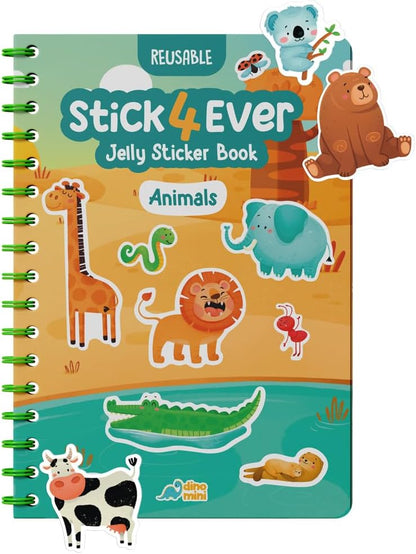Stick4Ever Jelly Sticker Book - for Kids - Waterproof, Easy to Clean Reusable Sticker Book for Toddlers- Reusable Road Trip Activities for Kids - Stocking Stuffers for Toddlers (Wonderland)