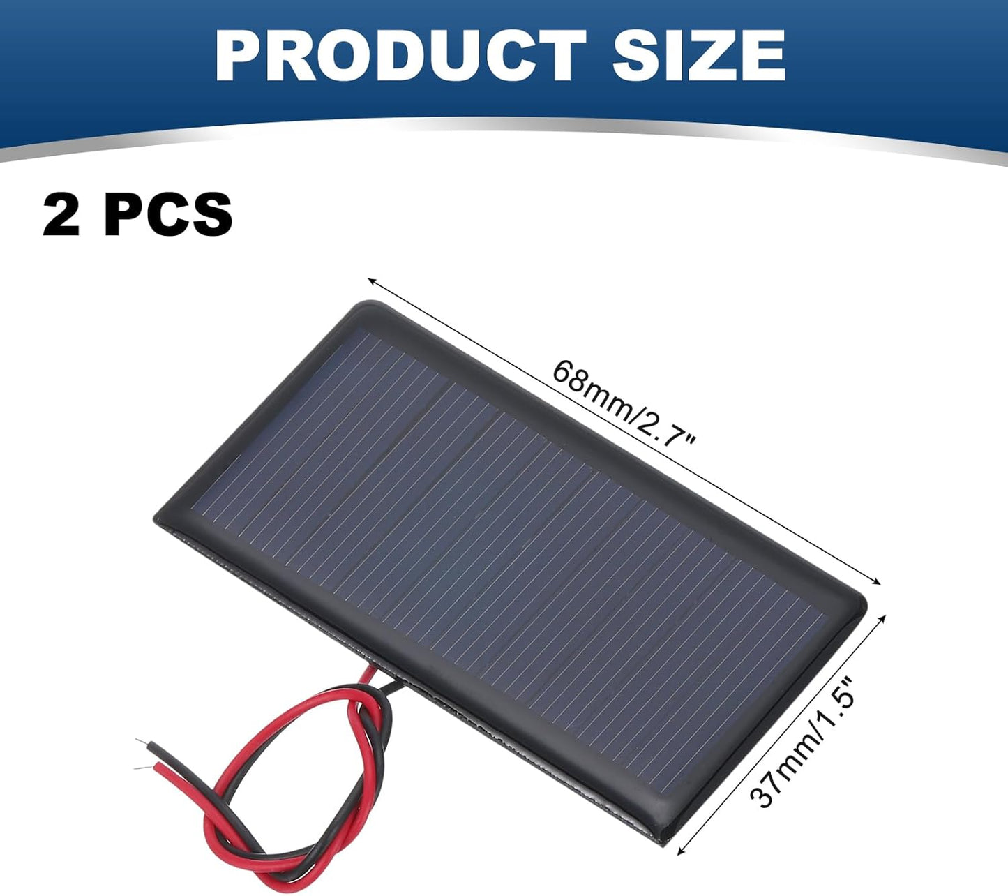 MECCANIXITY 2 Pcs 5.5V 0.44W 70mA Mini Solar Panels, Small Polycrystalline Solar Cell Panel with 2 Cable for DIY Electric Toy Materials Kits Charger, 60mm x 60mm