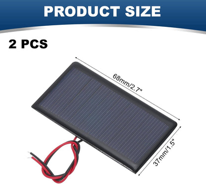 MECCANIXITY 2 Pcs 5.5V 0.44W 70mA Mini Solar Panels, Small Polycrystalline Solar Cell Panel with 2 Cable for DIY Electric Toy Materials Kits Charger, 60mm x 60mm