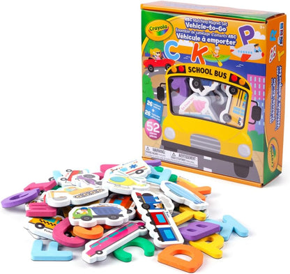 Crayola: ABC Matching Magnet Set – Vehicle-to-Go - 52pc Alphabet & Image Foam Magnets, Classroom & Home Education, Spelling-Learning, Toddler Kids 3+