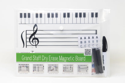 Kits Grand Staff Dry Erase Magnetic Music Theory Board with 35 Note Magnets and Marker (9 x 11.5 Inches) - Piano Teaching Tool, Music Staff Whiteboard, Keyboard Practice Aid