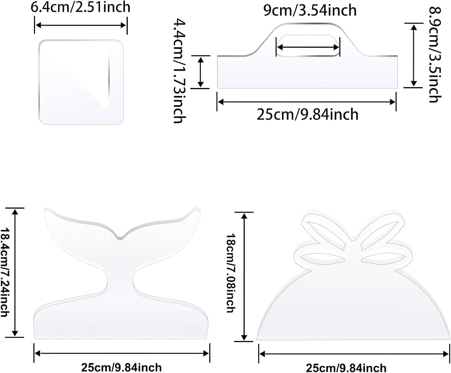 Router Templates, 4pcs Acrylic Charcuterie Board Handle Template, LYMOI Clear Cut Board Thick Handle Template, Angled Curvy Tracing Stencils Cut Guide Tools for Kitchen Woodworking. (Style 1)