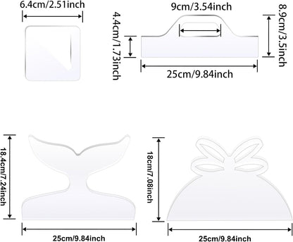 Router Templates, 4pcs Acrylic Charcuterie Board Handle Template, LYMOI Clear Cut Board Thick Handle Template, Angled Curvy Tracing Stencils Cut Guide Tools for Kitchen Woodworking. (Style 1)