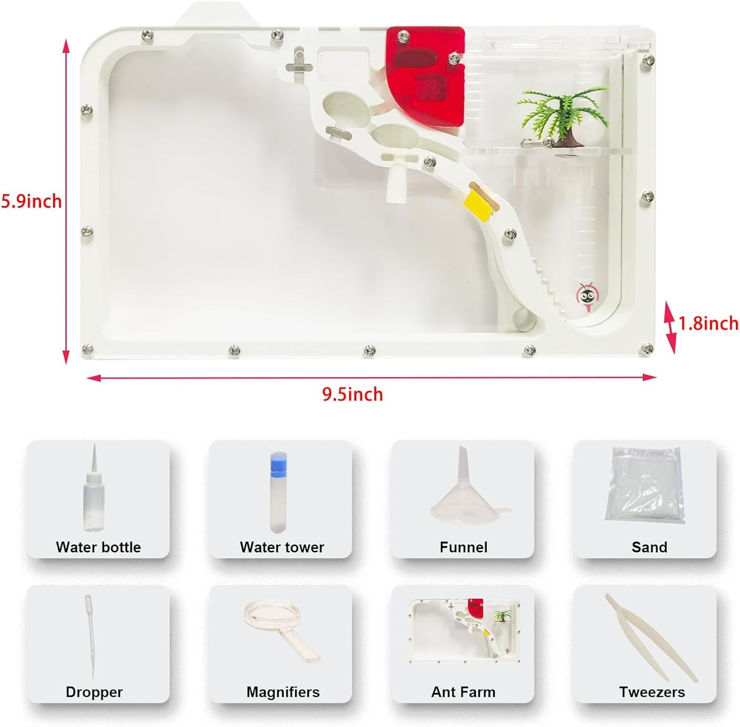 EXBEPE Sand Ant Farm Castle Ant Colony Ecosystem Science Educational Gift Live Ant Habitat to Study Insect Behavior