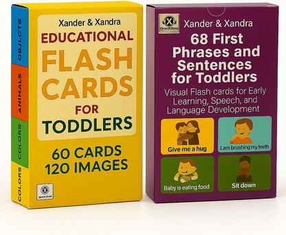68 First Phrases and Sentences for Toddlers – Durable, Waterproof & Double-Sided Visual Flashcards for Early Learning, Speech & Language Development