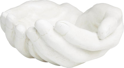 Deco 79 Polystone Hands Decorative Sculpture Weathered Patina Linked Home Decor Statue with Block Base and Gold Accents, Accent Figurine 9" x 4" x 10", Black