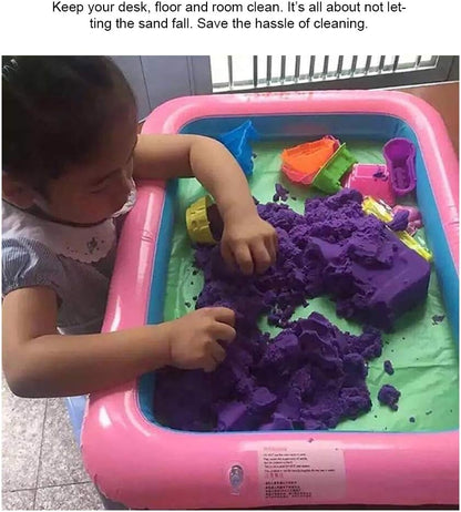 Topwon Inflatable Sand Tray for Kids - Portable Sand Box with Molds - Random Color (Random Color, 23x17)