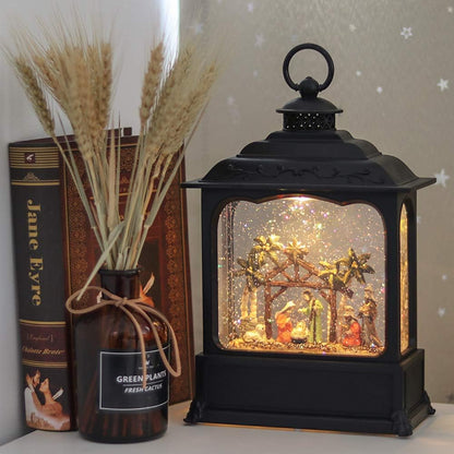 Eldnacele Musical Snow Globe Lantern with Timer, Lighted USB/Battery Operated Swirling Singing Water Glittering Lantern, Snow Globes for Adults and Kids Christmas Decoration- Santa