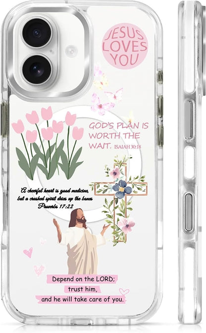 for iPhone 17 Pro Max Case [Compatible with Magsafe],Girls Women Clear Magnetic Case Silicone Shockproof Protective Cover with Pattern Colorful Motivational Letters