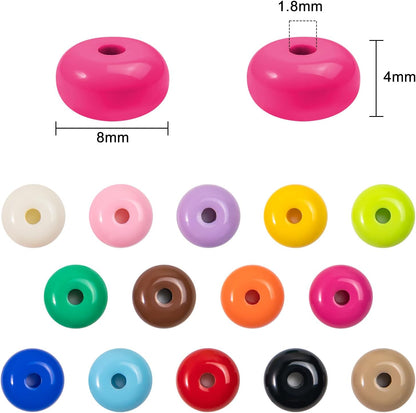 500PCS 8mm Acrylic Lentil Beads, White Abacus Beads Loose Beads for Crafts, Acrylic Spacer Beads for Jewelry Bracelet Necklace Making, Beads for Pens Charms Crafts, Small