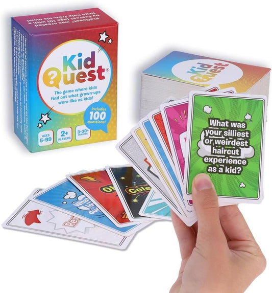 Chronicle Books KidQuest - 100 Conversation Cards for Kids Ages 5+ to Learn About Grown Ups As Kids - Fun Family Game Night Or Road Trip Activity