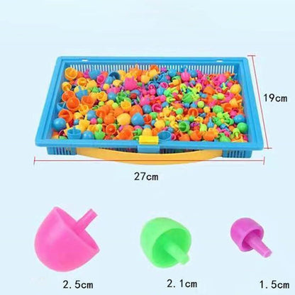 Colaxi Mushroom Nails Pegboard 296pcs – Early Learning Sorting Toy for Boys & Girls, Fine Motor Skill Development with Stacking Pegs, Storage Basket – Preschool Montessori Activity