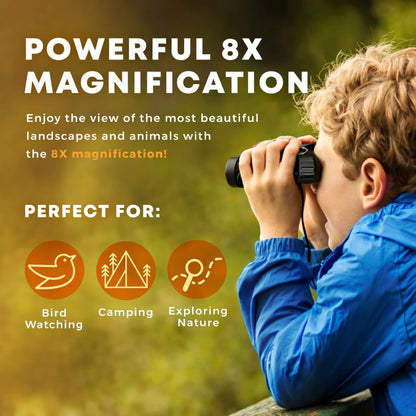 Binoculars for Kids – Perfect Toy for Little Boys and Girls – Extensive Set Incl. Magnifying Glass & Compass – Powerful Magnification 8X21 – 3 to 12 Year Old Kids for Toddler