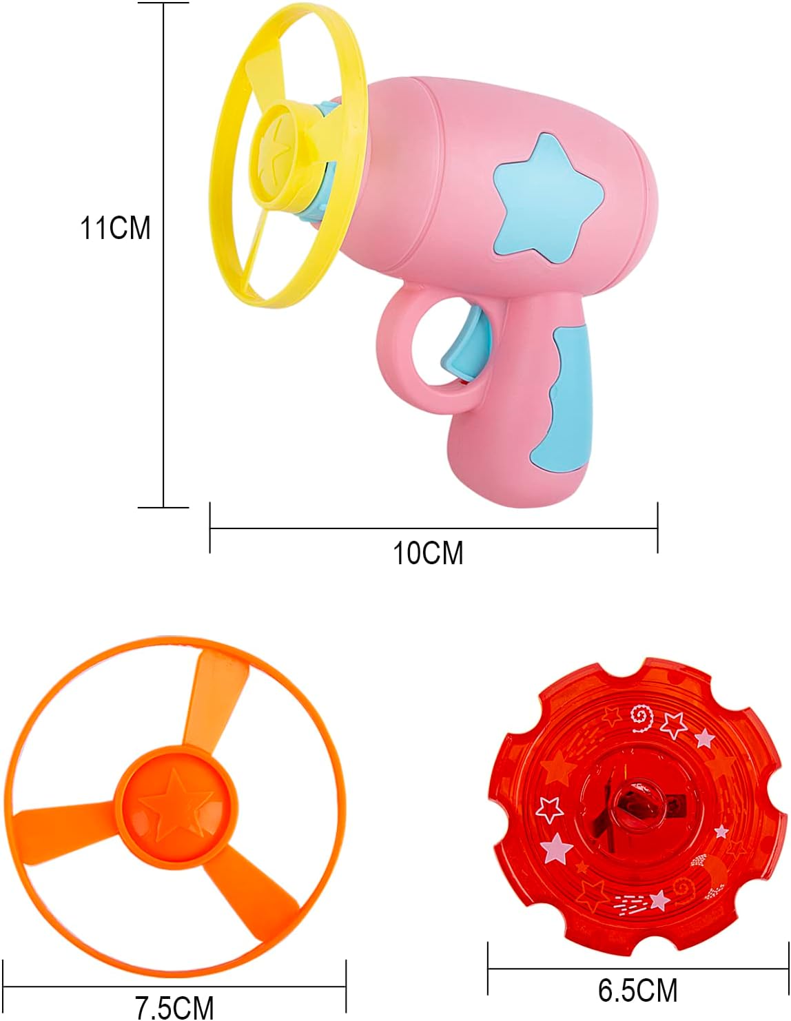 Berry President Flying Saucer Toy, Flying Disc Launch Playset with Rotating Flash Light, Indoor Outdoor Twist Shoot Toy for Kids Aged 3 Years Old & Up (Yellow)