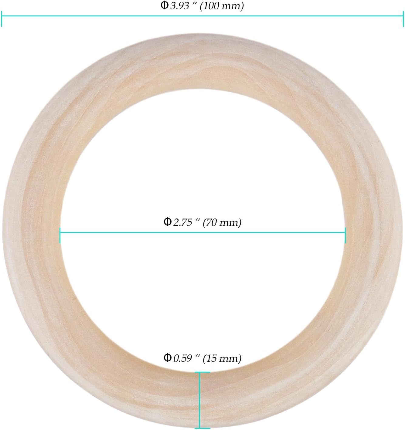 Wooden Rings, 4 Inch Diameter, 20 Pack, Unfinished Wood Ring Hoops for Macrame, Crafts