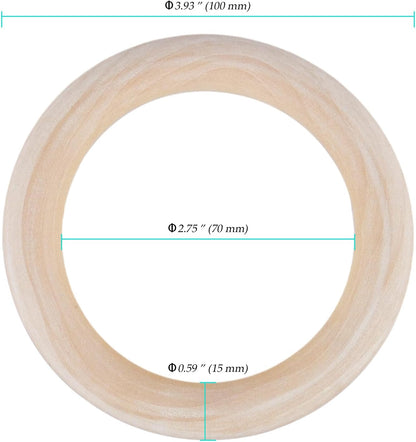 Wooden Rings, 4 Inch Diameter, 20 Pack, Unfinished Wood Ring Hoops for Macrame, Crafts